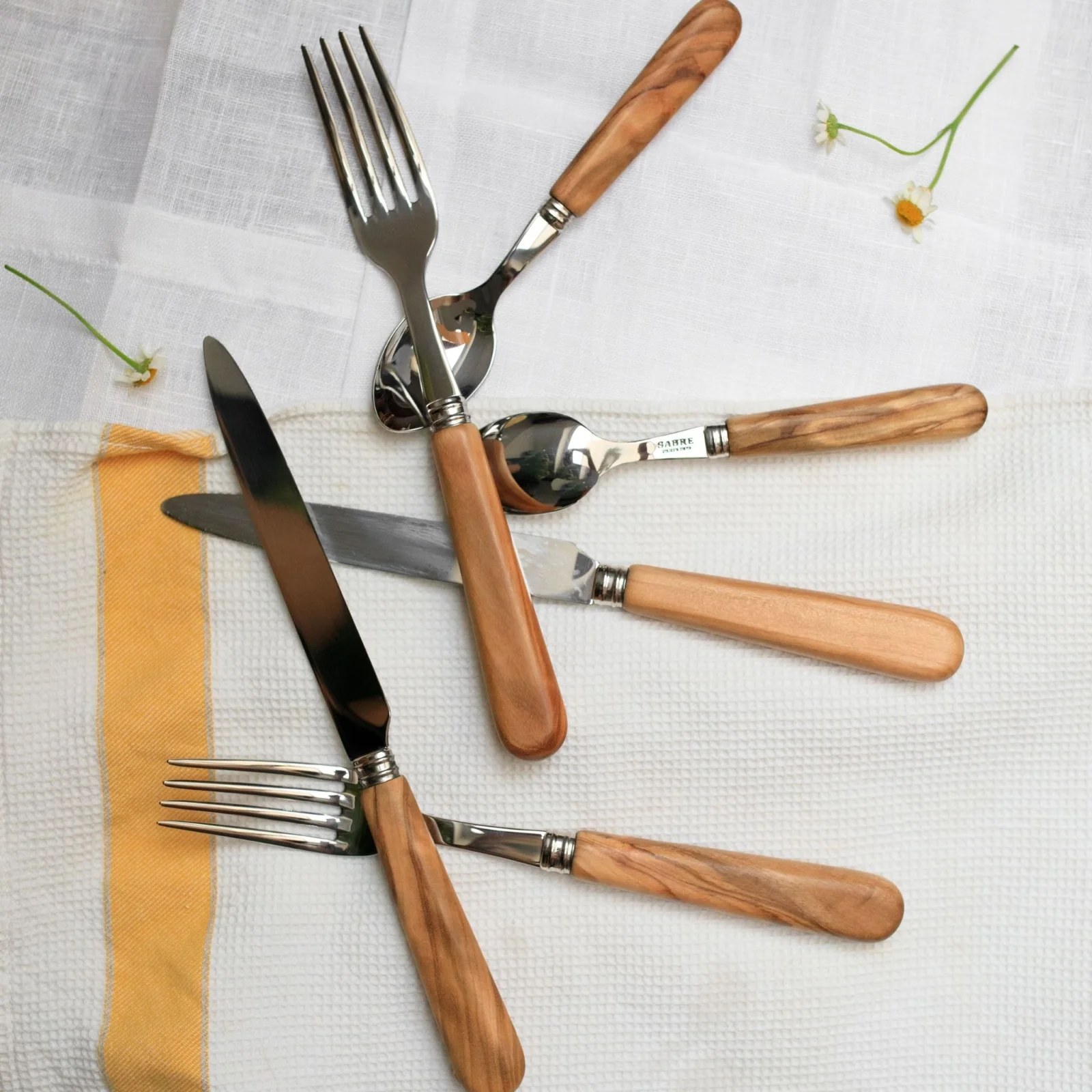 Lavandou, Bois d'olivier - Set de 5 couverts de table - Image 3