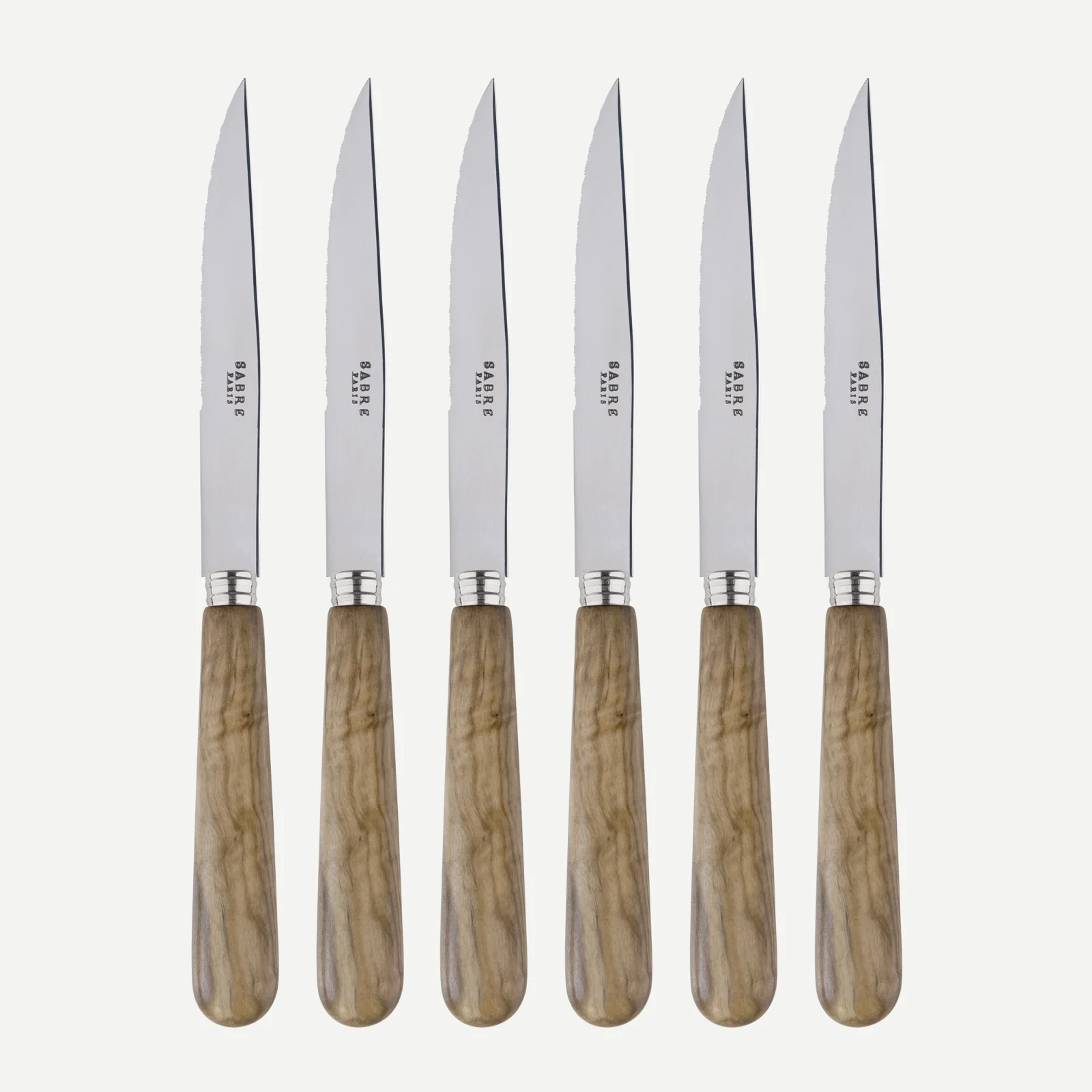 Lavandou, Bois d'olivier - Set de 6 couteaux à steak
